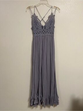 Free People One Dress Women Size XS Purple Slate Adella Maxi Slip Dress Boho